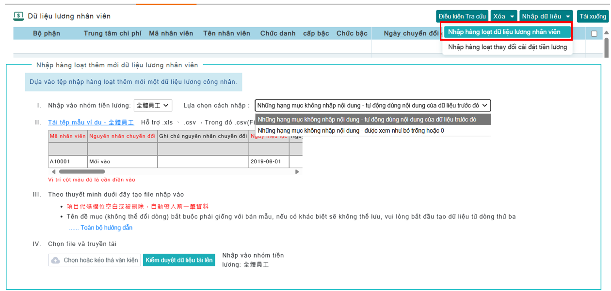 Làm thế nào để nhập hàng loạt dữ liệu tiền lương của nhân viên-2