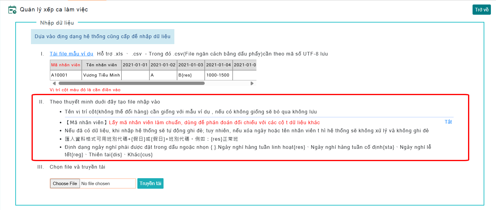 Bảng xếp ca hỗ trợ chức năng nhập liệu từ Excel-2
