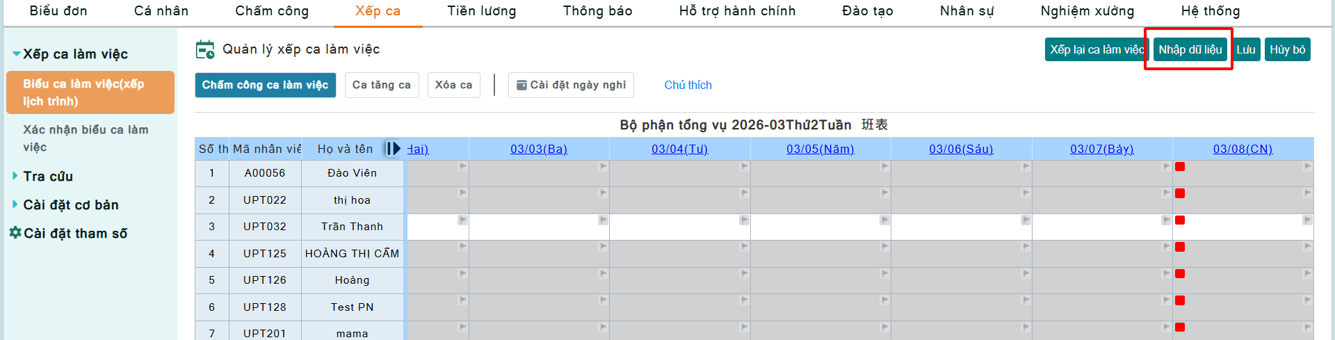 Bảng xếp ca hỗ trợ chức năng nhập liệu từ Excel-1